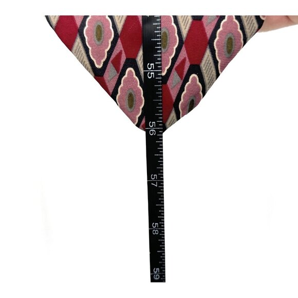 EUC Men's GEORGE MACHADO ZYLOS Silk Neck Tie 58" x 4" Red Geometric - Picture 6 of 6